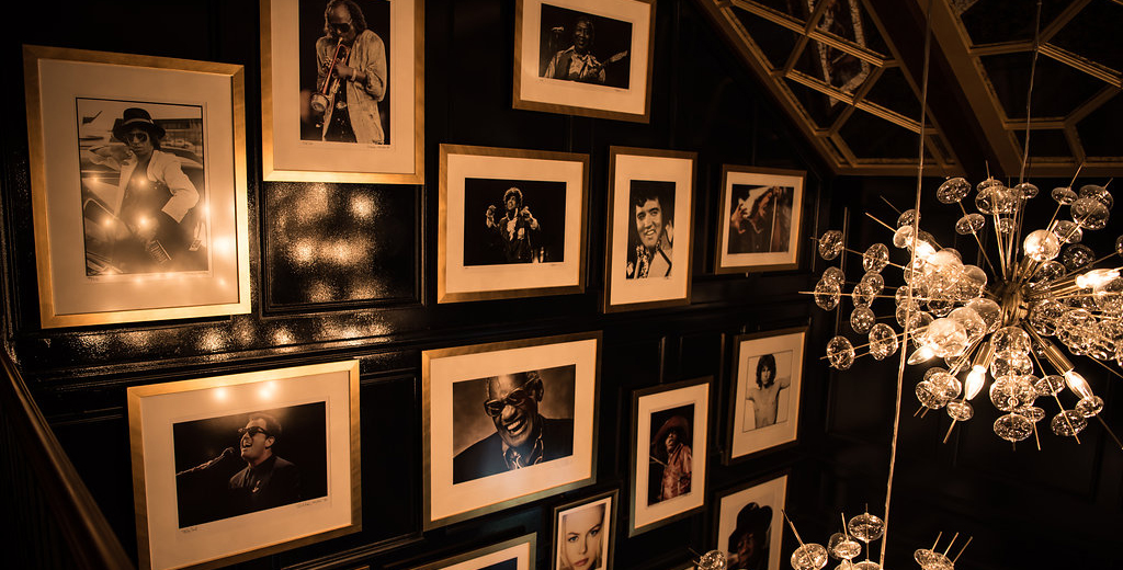 Rare celebrity photos adorn the walls of the lobby